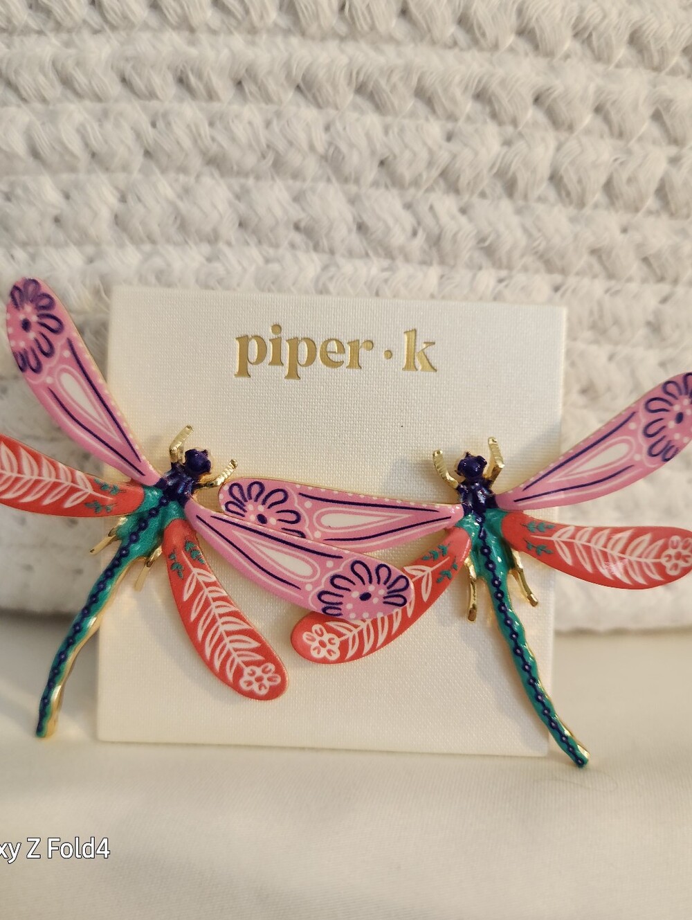 Piper K.    Turq         Pink & Coral Dragonfly Stud Earrings -  Accessories